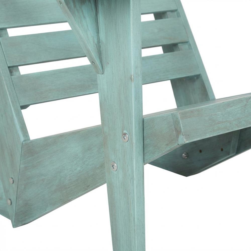 Blue Adirondack Chair With Stained Finish And Durable Acacia Construction. Picture 6