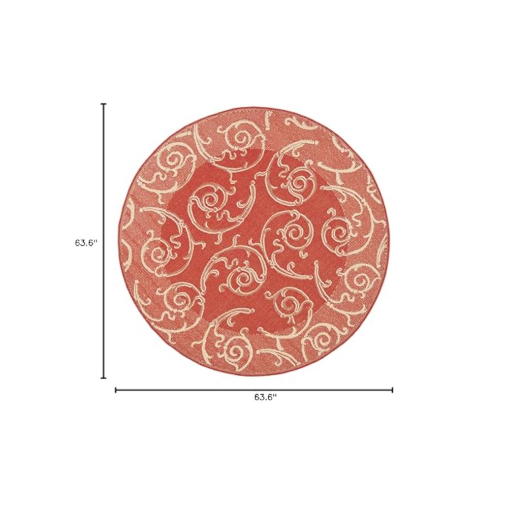 COURTYARD, RED / NATURAL, 5'-3" X 5'-3" Round, Area Rug, CY2665-3707-5R. Picture 2