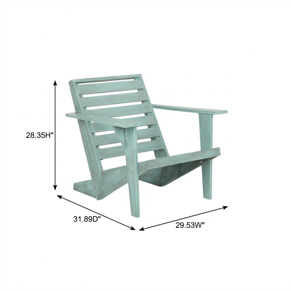Blue Adirondack Chair With Stained Finish And Durable Acacia Construction. Picture 7