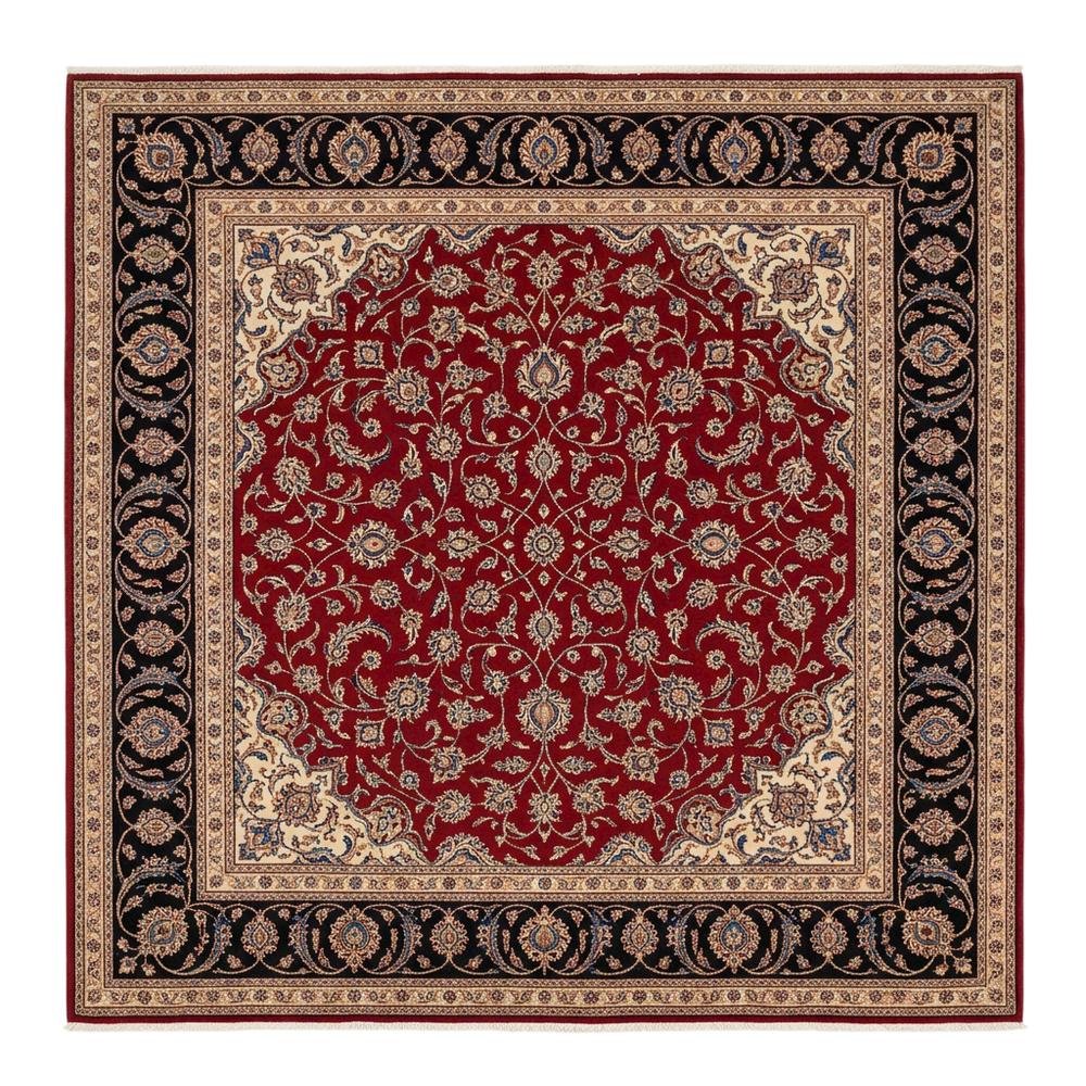 Red and Black Area Rug with Power Loomed Construction and Jute Backing. Picture 4