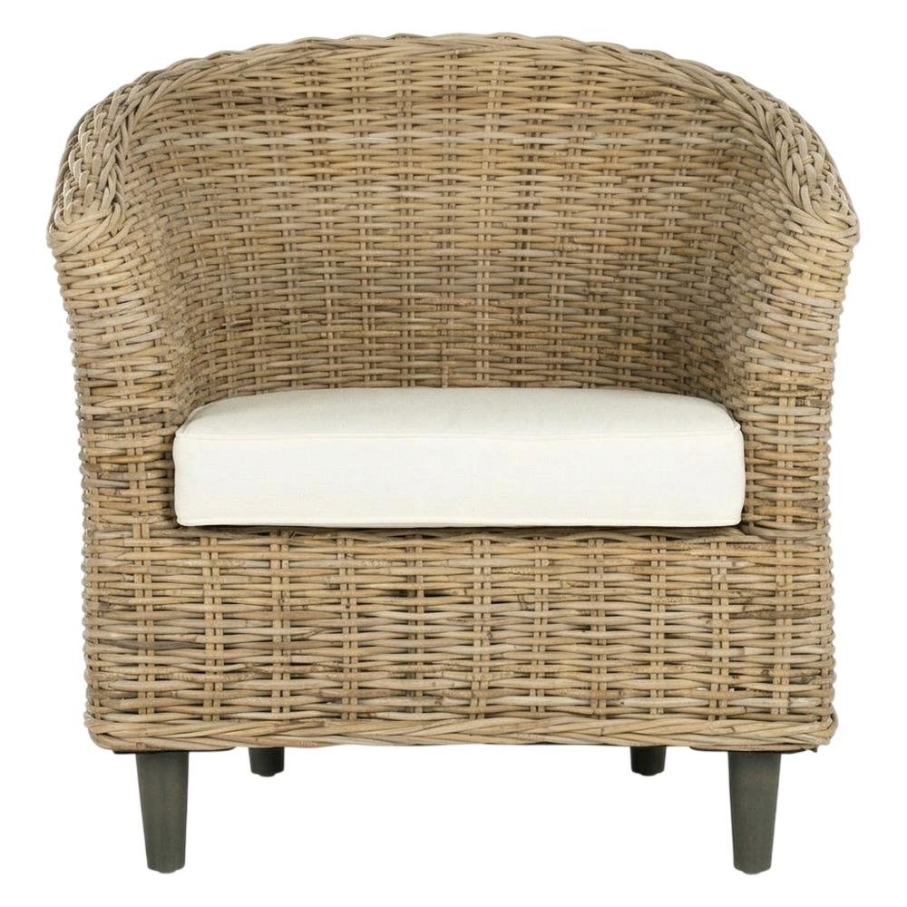 Outdoor Rattan Barrel Chair With Foam Cushioned Seat And Armrest. Picture 4