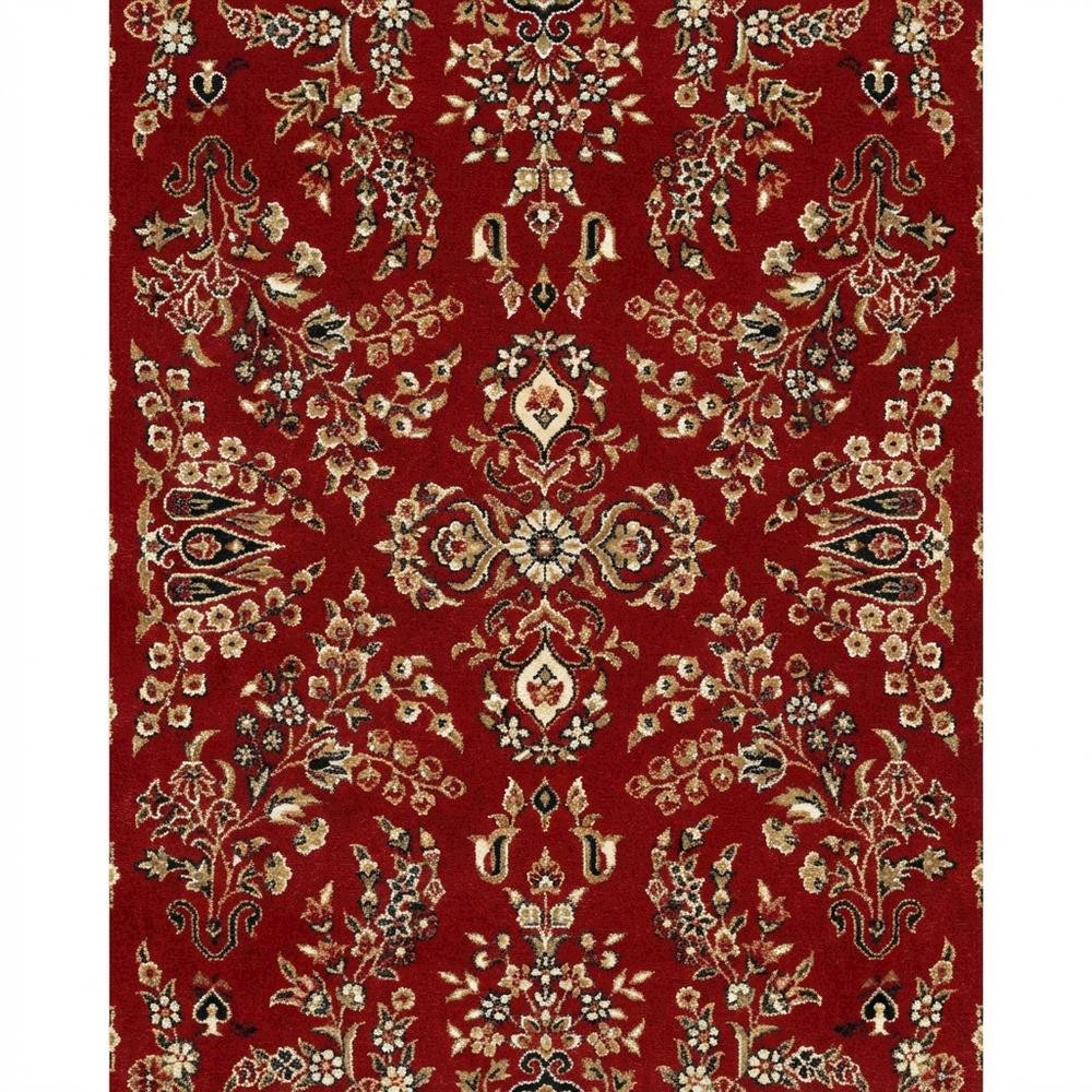Red and Black Area Rug with Power Loomed Construction and Jute Backing. Picture 5