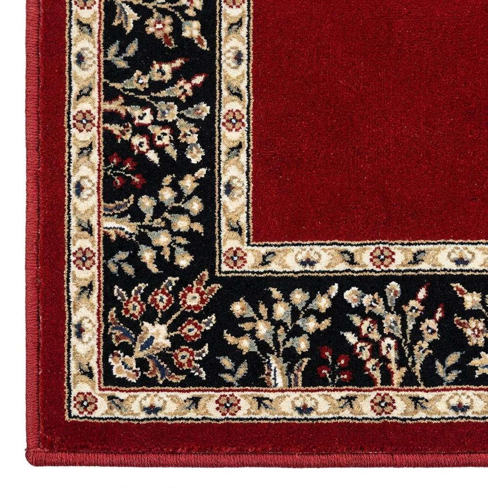 Red and Black Area Rug with Power Loomed Construction and Jute Backing. Picture 6