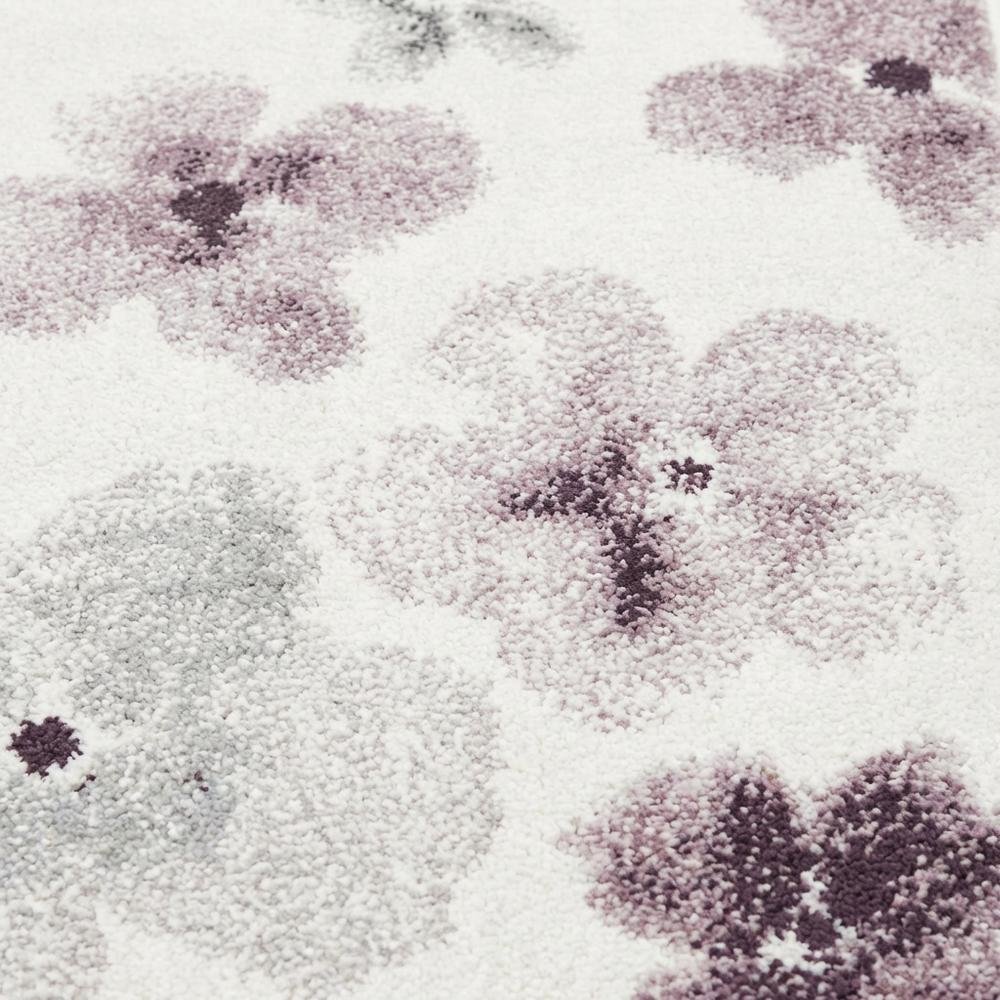Ivory and Purple Area Rug with Power Loomed Polypropylene Pile Runner Style. Picture 5