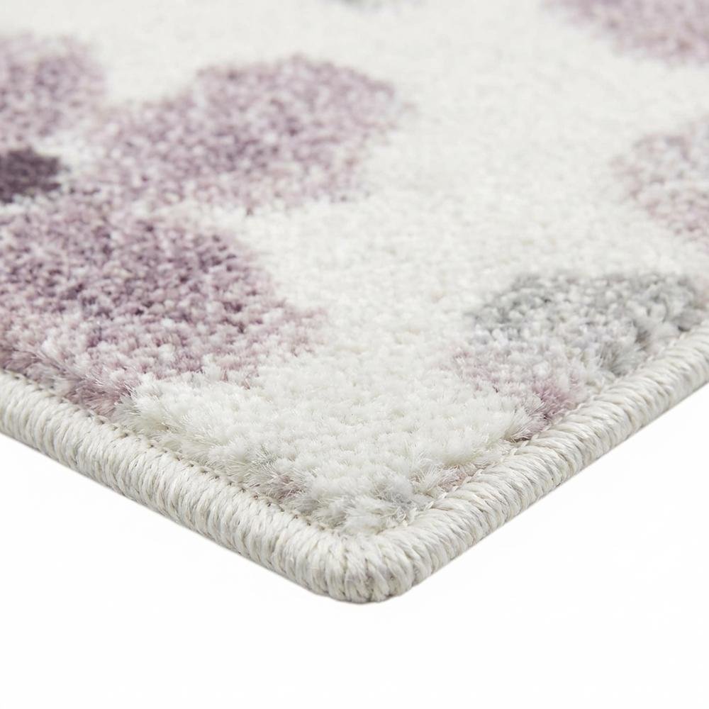 Ivory and Purple Area Rug with Power Loomed Polypropylene Pile Runner Style. Picture 6