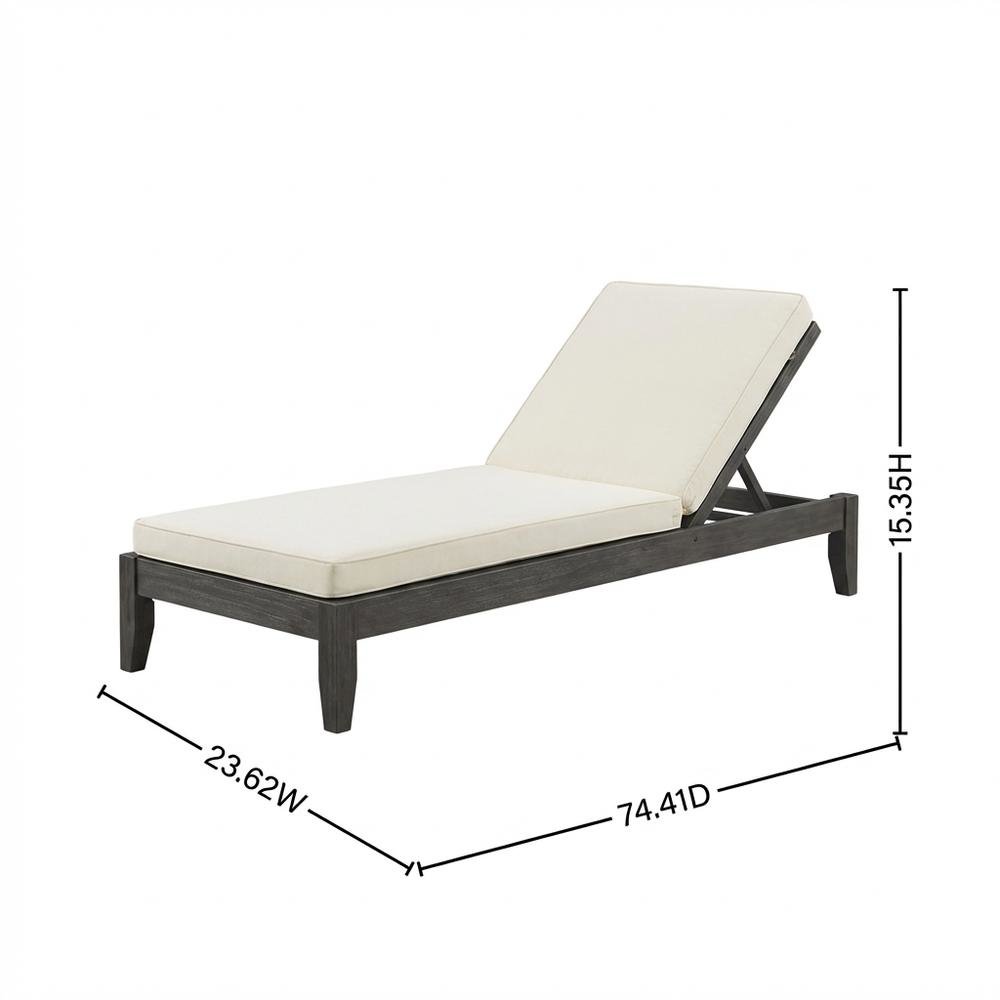 Grey Acacia Sunlounger with Aluminum Frame and Polyester Cushion for Outdoor. Picture 7