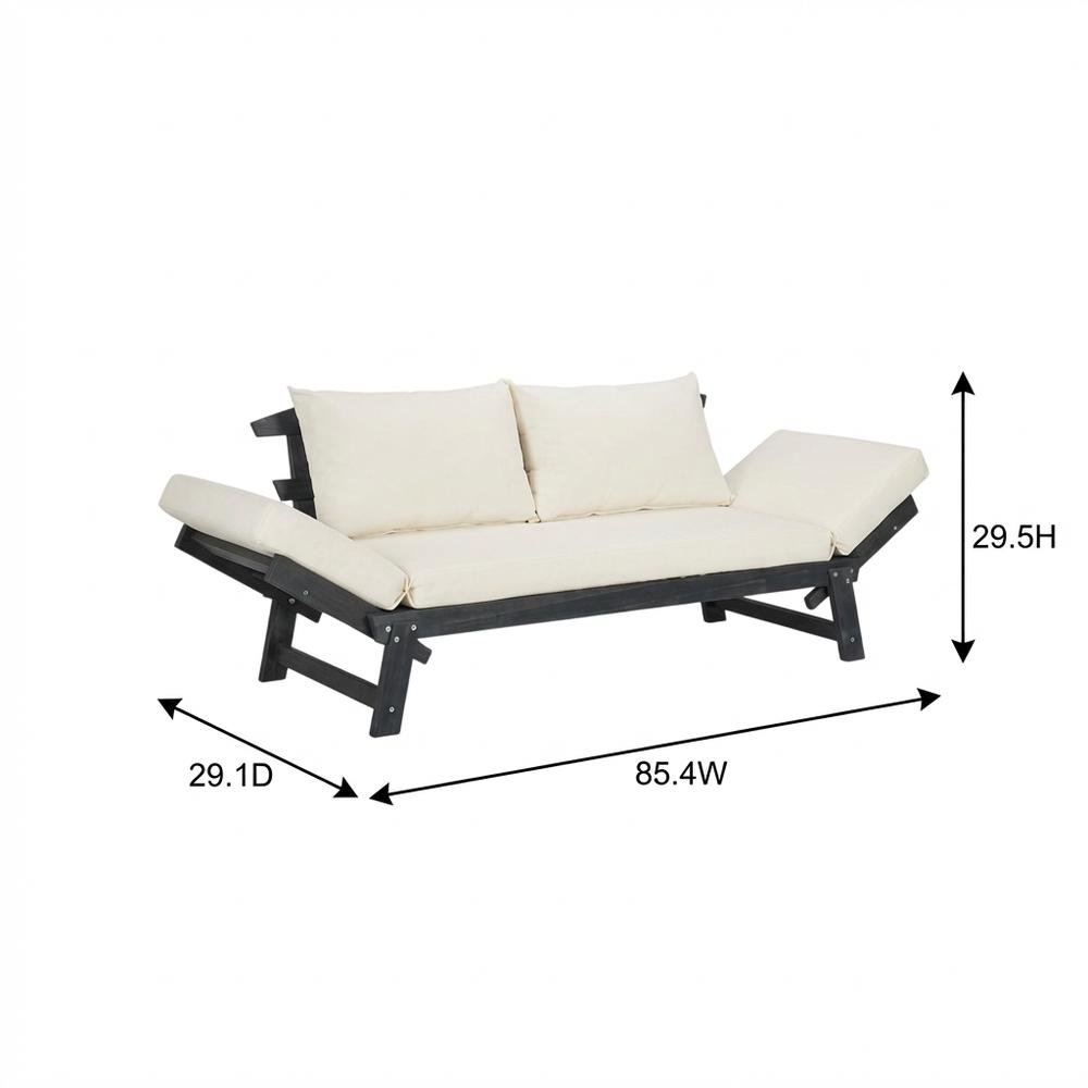 Outdoor Daybed With Dark Slate Grey Acacia Frame And Polyester Upholstery. Picture 7