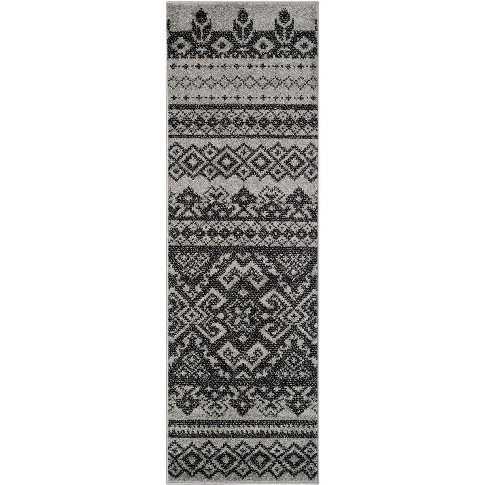 Adirondack, SILVER / BLACK, 2'-6" X 22', Area Rug, ADR107A-222. Picture 1