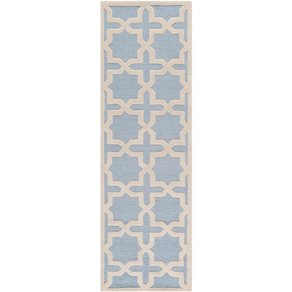 CAMBRIDGE, LIGHT BLUE / IVORY, 2'-6" X 8', Area Rug, CAM125A-28. Picture 1