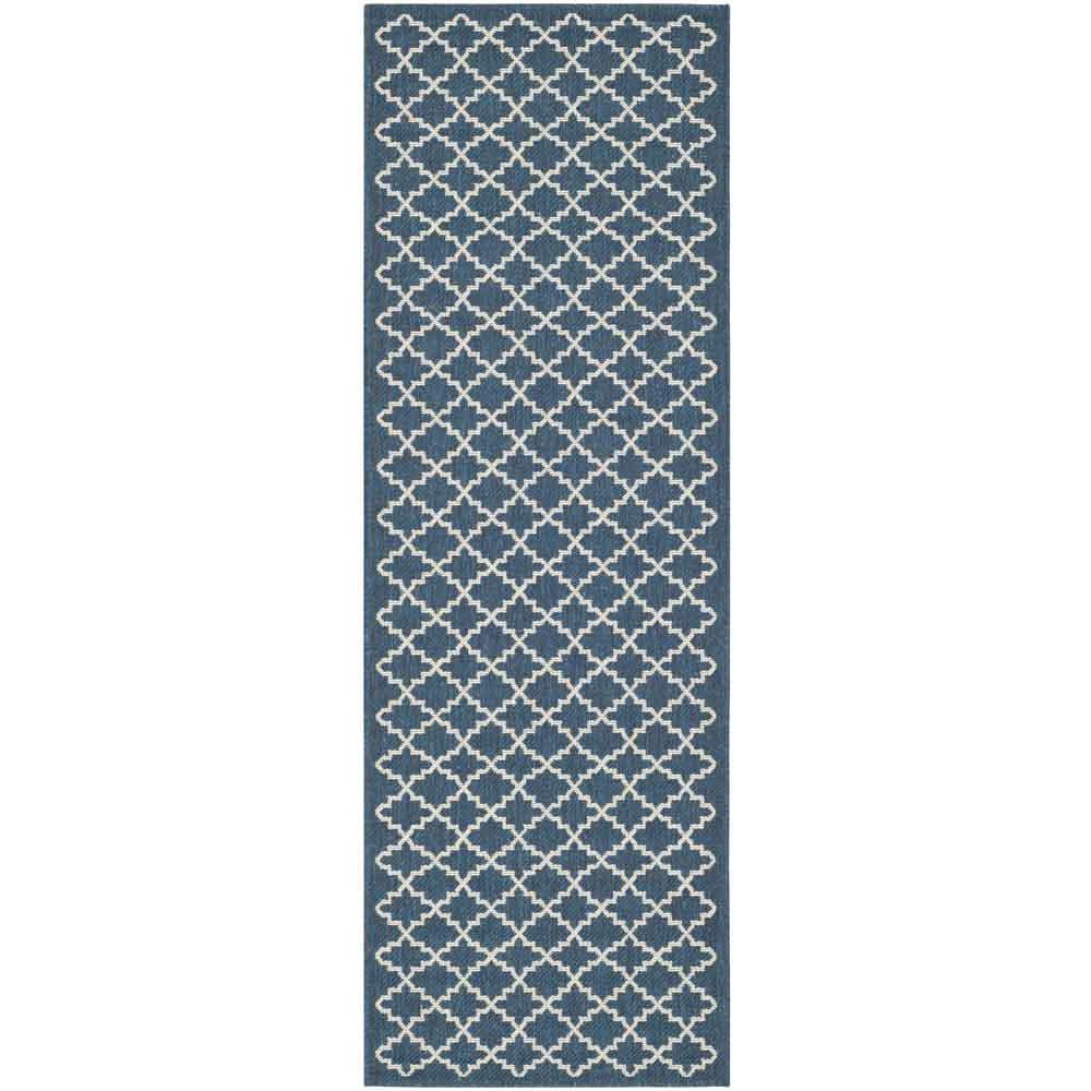 COURTYARD, NAVY / BEIGE, 2'-3" X 20', Area Rug. Picture 1