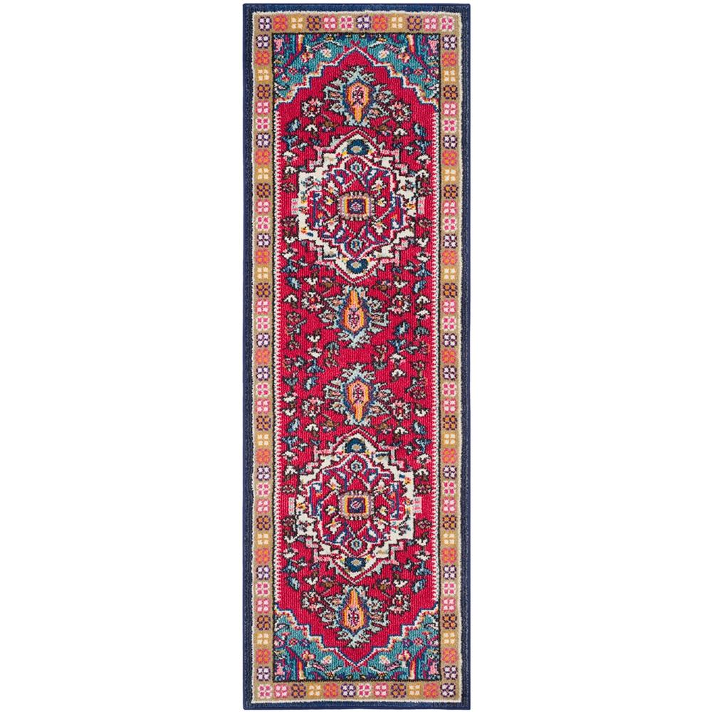 MONACO, RED / TURQUOISE, 2'-2" X 8', Area Rug. Picture 1
