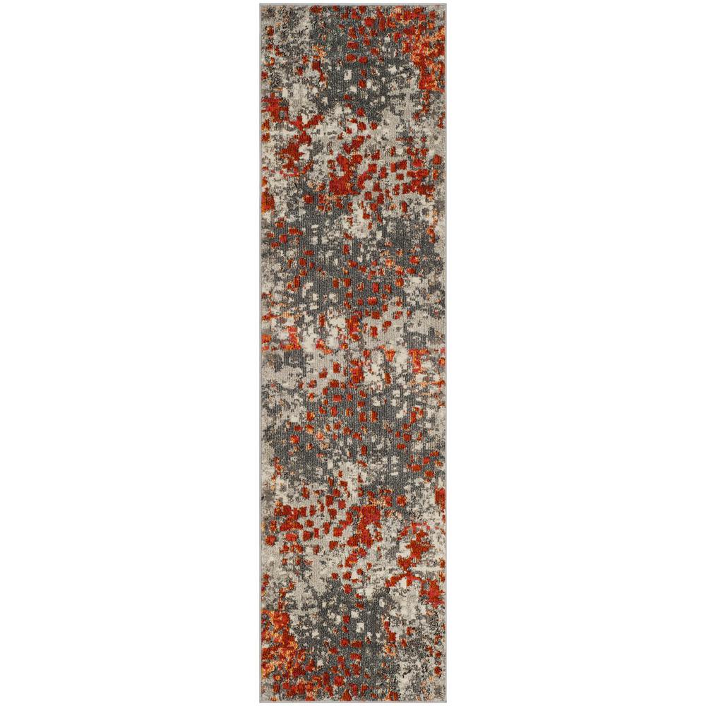 MONACO, GREY / ORANGE, 2'-2" X 8', Area Rug. Picture 1