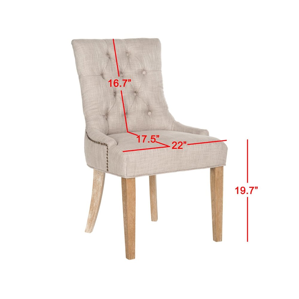 ABBY 19''H TUFTED SIDE CHAIRS (SET OF 2) - BRASS NAIL HEADS. Picture 3