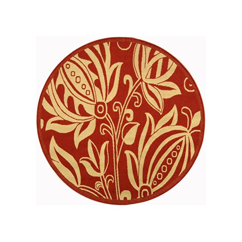 COURTYARD, RED / NATURAL, 5'-3" X 5'-3" Round, Area Rug, CY2961-3707-5R. Picture 1