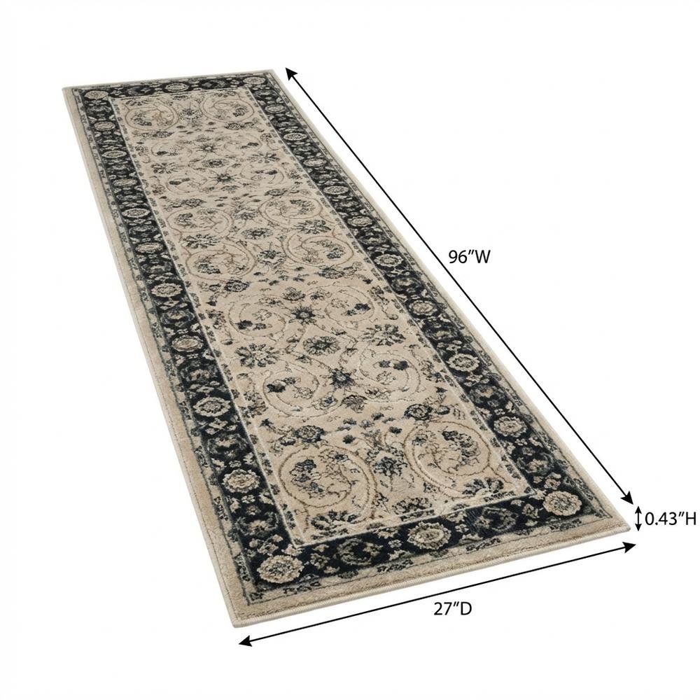 Light Beige / Anthracite Area Rug with Power Loomed Polypropylene Construction. Picture 7