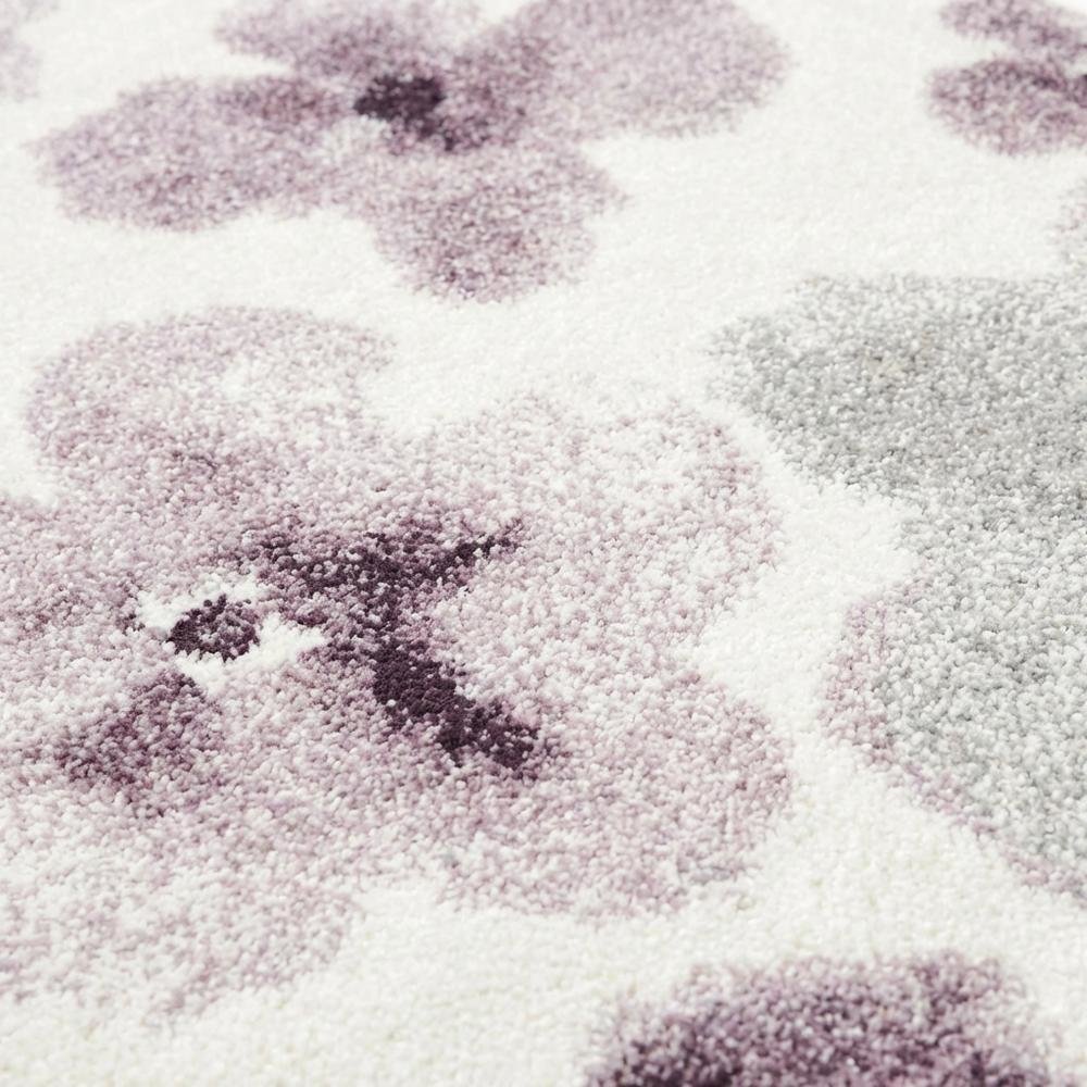 Ivory and Purple Area Rug with Power Loomed Polypropylene Pile, Rectangle Design. Picture 5