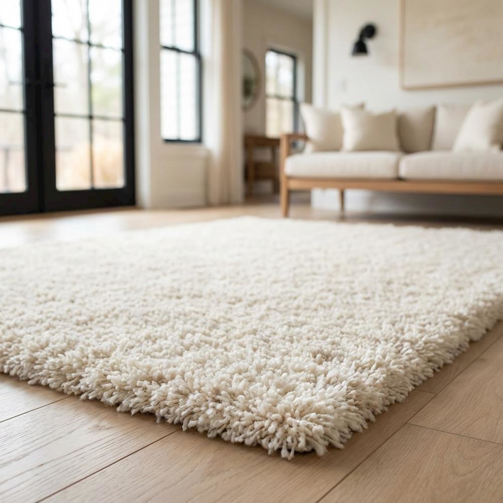 Beige Ivory Area Rug with Power Loomed Construction and Medium Rectangle Shape. Picture 3