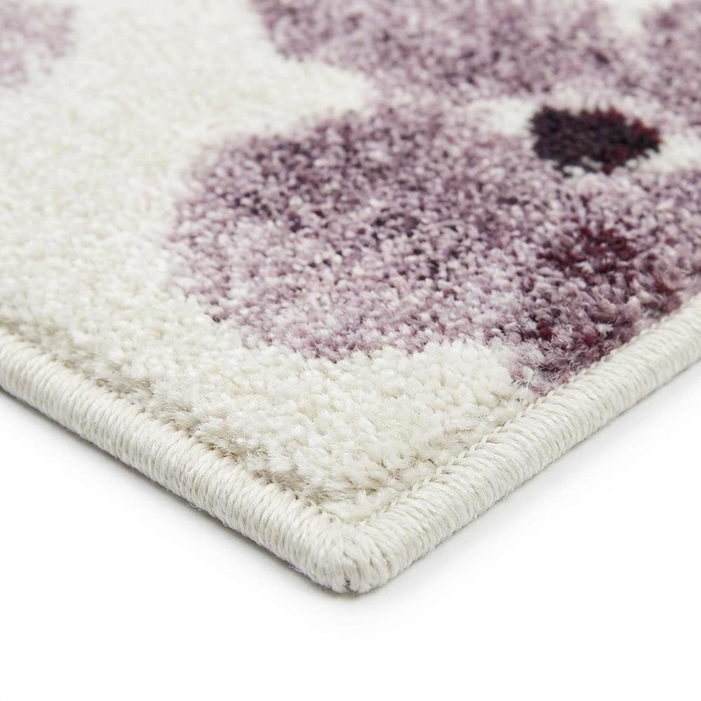 Ivory and Purple Area Rug with Power Loomed Polypropylene Pile, Rectangle Design. Picture 6