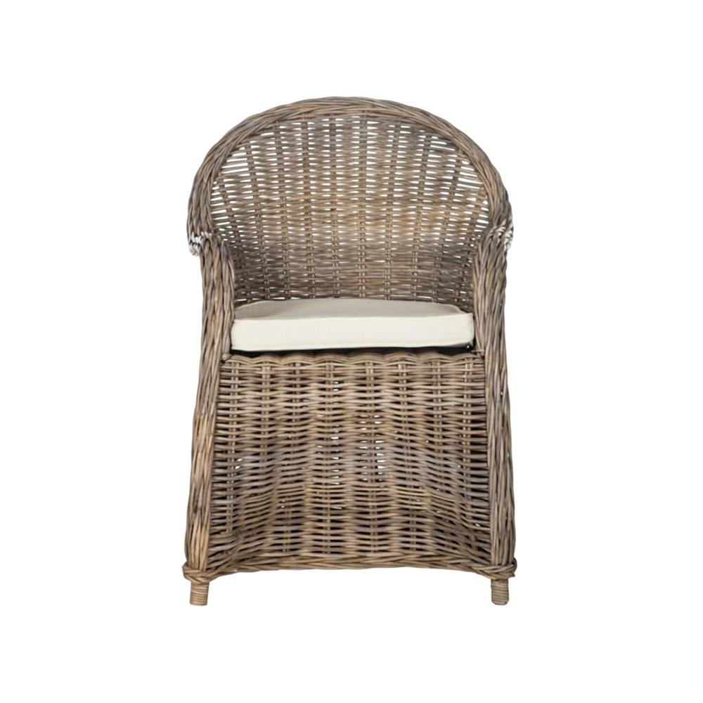 Outdoor Wicker Club Chair With Cotton Fabric And Kubu Frame. Picture 4