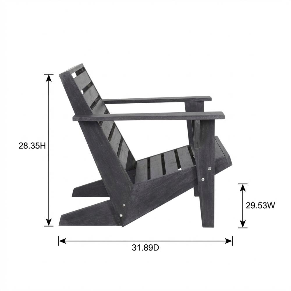 Dark Slate Grey Acacia Adirondack Chair with Stain Finish, Comfortable Seating. Picture 7