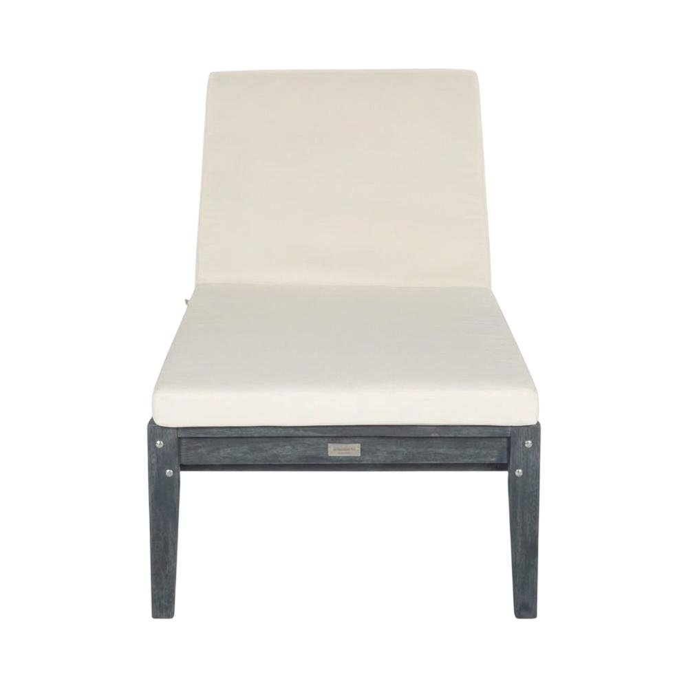 Grey Acacia Sunlounger with Aluminum Frame and Polyester Cushion for Outdoor. Picture 4