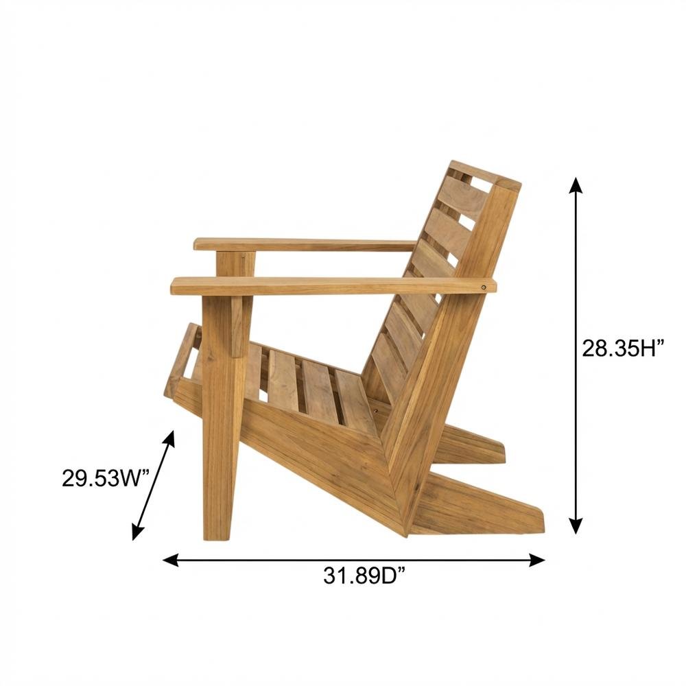 Wooden Acacia Adirondack Chair With Oil Finish And Comfortable Seat. Picture 7