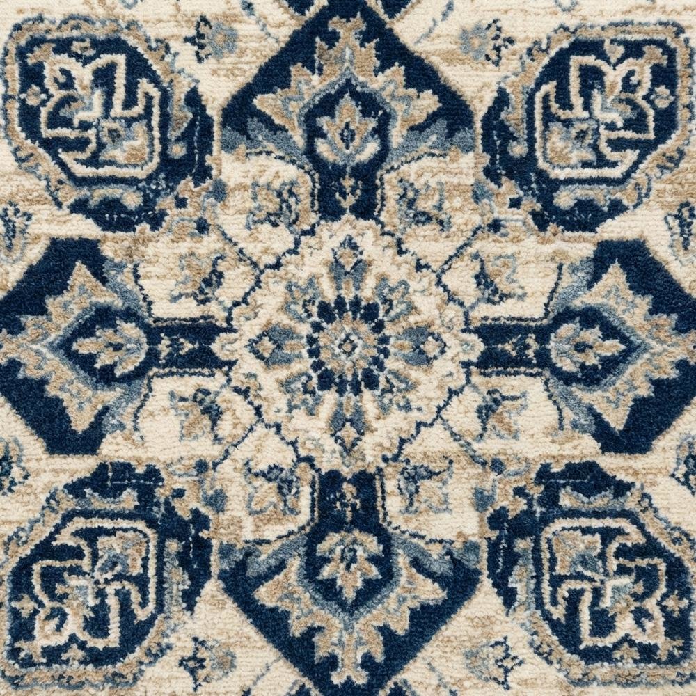 Navy and Creme Area Rug with Power Loomed Construction and Jute Backing. Picture 5