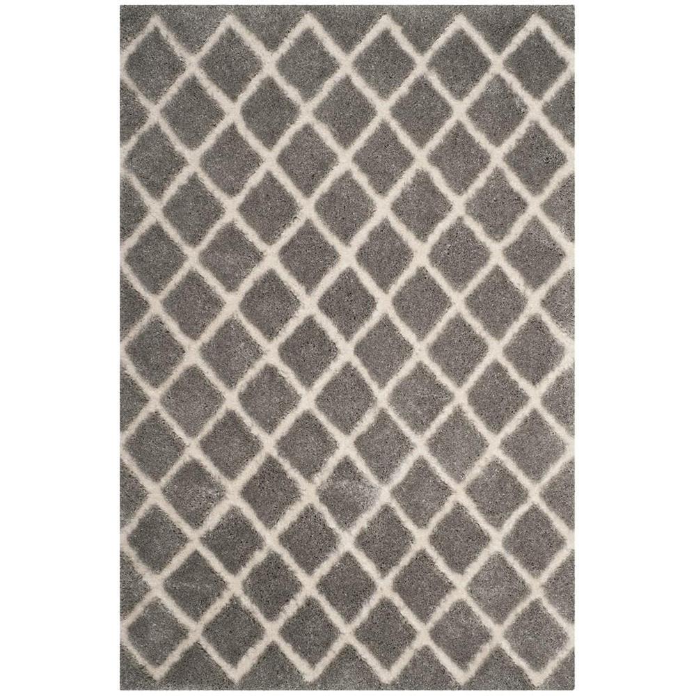 ADRIANA SHAG, LIGHT GREY / CREAM, 6'-7" X 6'-7" Square, Area Rug. Picture 1