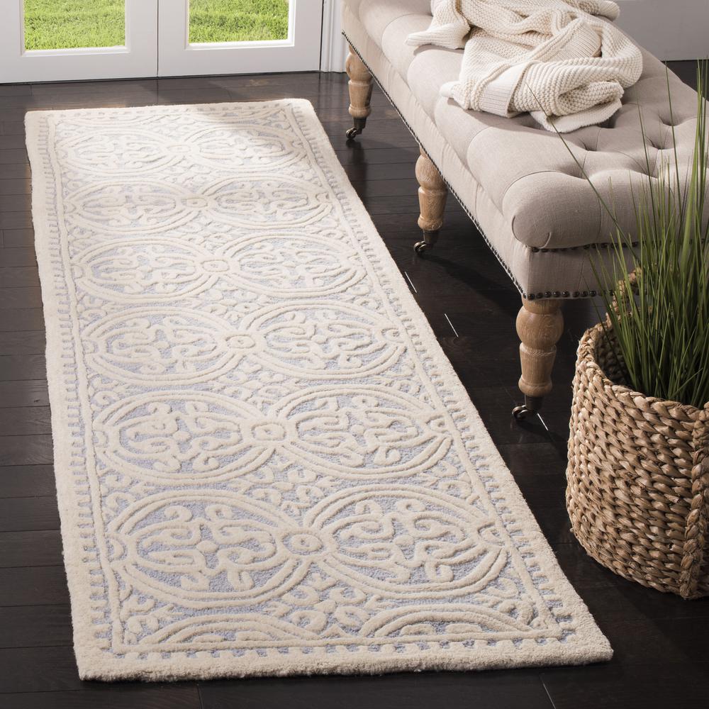 CAMBRIDGE, LIGHT BLUE / IVORY, 2'-6" X 20', Area Rug, CAM123A-220. Picture 2