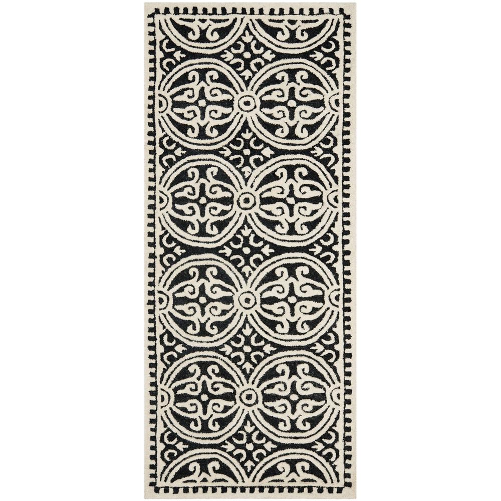CAMBRIDGE, BLACK / IVORY, 2'-6" X 22', Area Rug, CAM123E-222. Picture 1