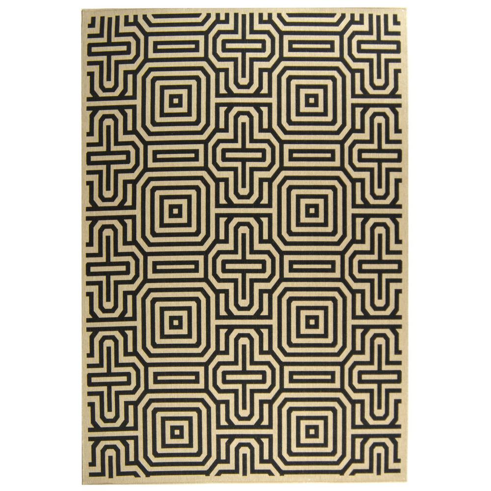 COURTYARD, SAND / BLACK, 4' X 5'-7", Area Rug, CY2962-3901-4. Picture 1
