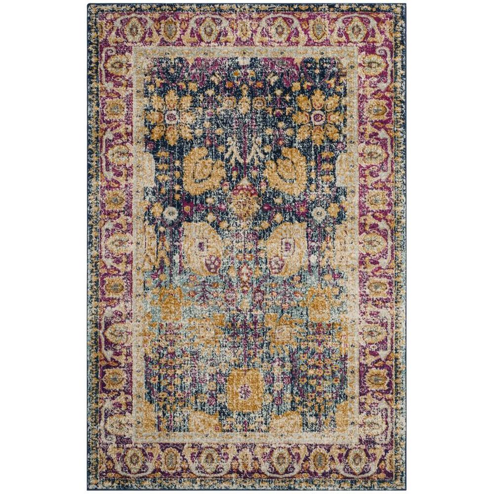 GRANADA, BLUE / FUCHSIA, 6'-7" X 6'-7" Square, Area Rug. Picture 1