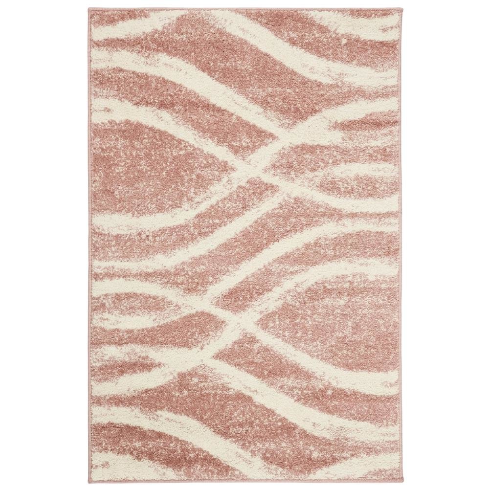 Cream and rose area rug with power loomed polypropylene pile in accent shape. Picture 4