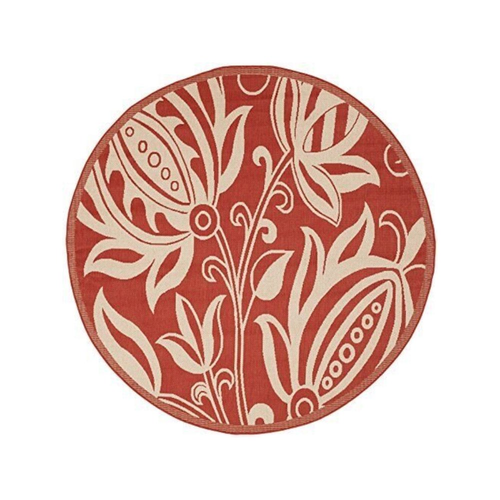 COURTYARD, RED / NATURAL, 7'-10" X 7'-10" Round, Area Rug. Picture 1