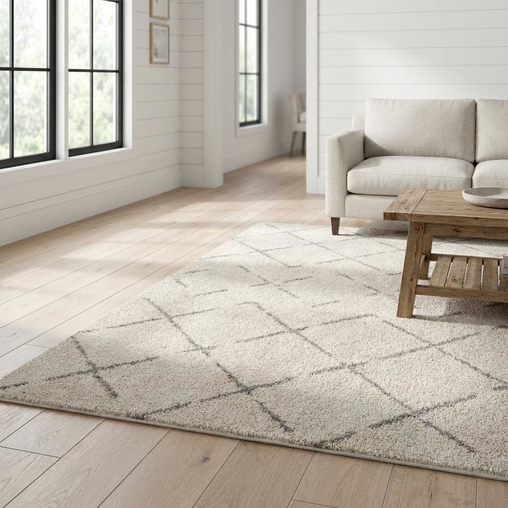Ivory/Beige Area Rug with Power Loomed Large Rectangle Design for Living Room. Picture 2