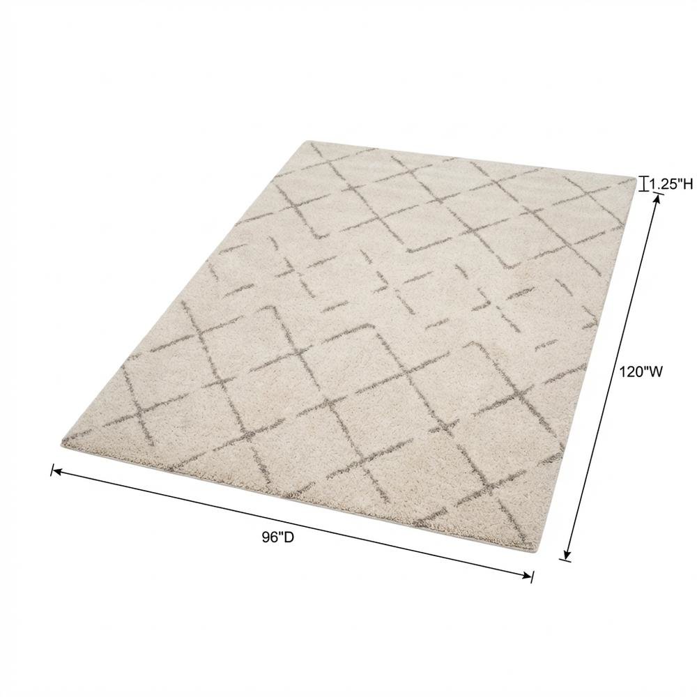 Ivory/Beige Area Rug with Power Loomed Large Rectangle Design for Living Room. Picture 7