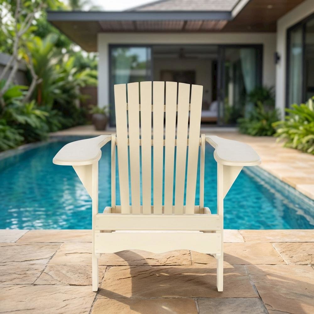 White Acacia Adirondack Chair With Galvanized Steel Hardware And Stain Finish. Picture 3