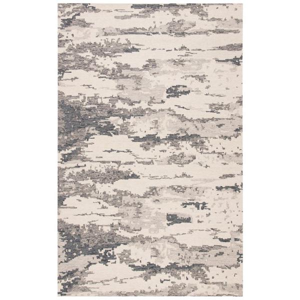 Abstract, CHARCOAL / IVORY, 9' X 12', Area Rug. Picture 1