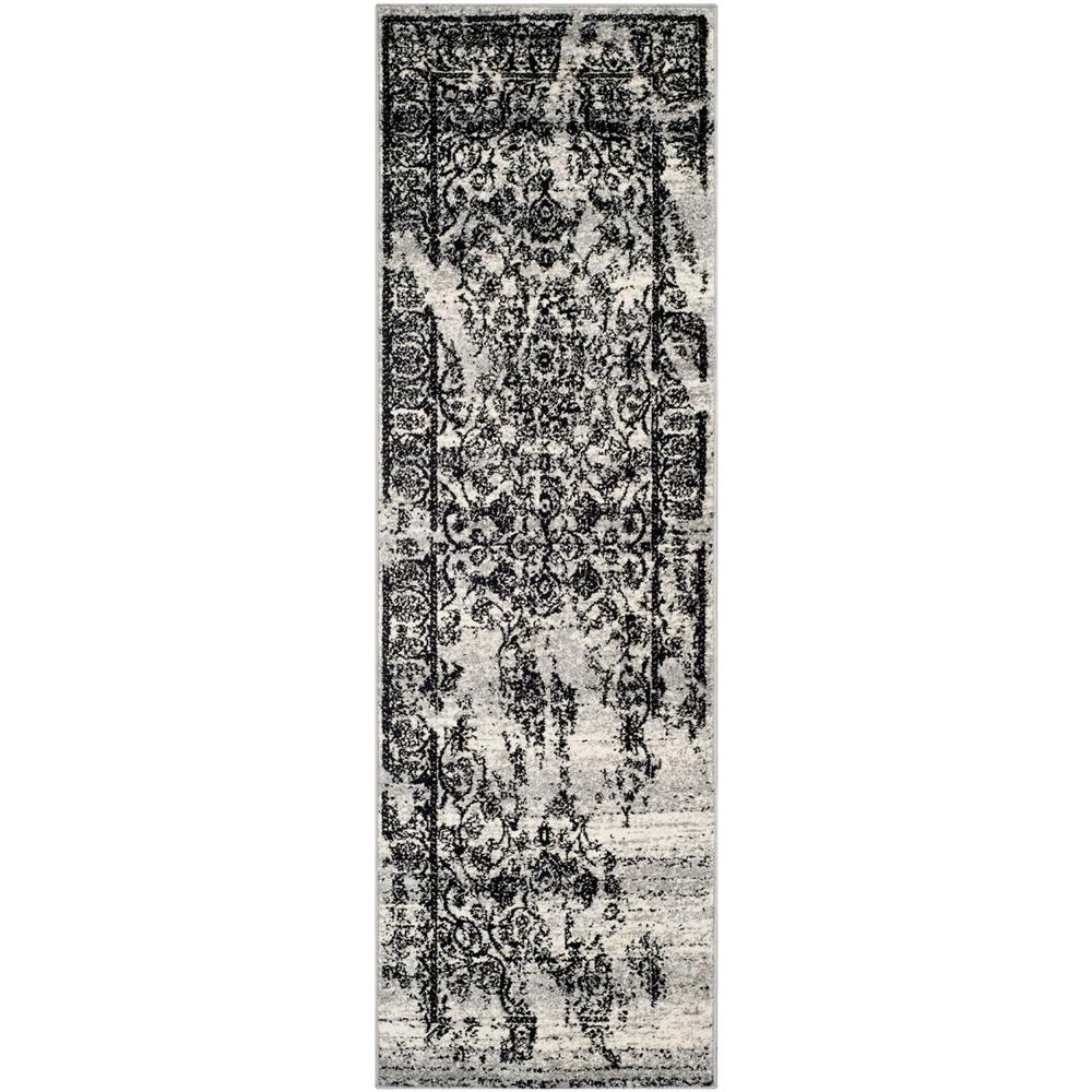 Adirondack, SILVER / BLACK, 2'-6" X 6', Area Rug, ADR101A-26. Picture 1