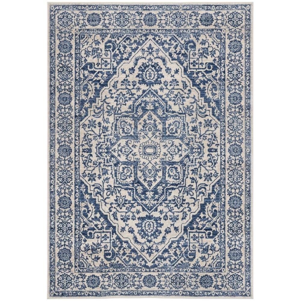Navy and Light Grey Area Rug, Power Loomed Construction, Jute Backing, Rectangle. Picture 4