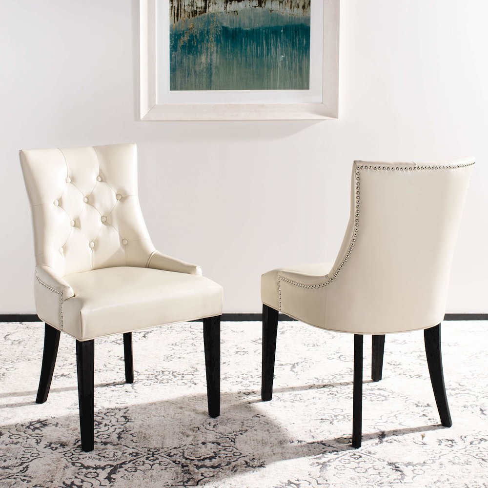 ABBY 19''H TUFTED SIDE CHAIRS (SET OF 2) - SILVER NAIL HEADS, MCR4701B-SET2. Picture 2