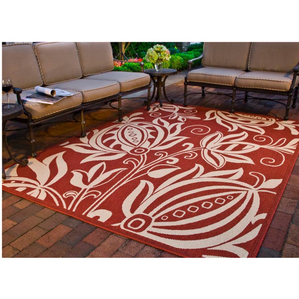 COURTYARD, RED / NATURAL, 5'-3" X 5'-3" Round, Area Rug, CY2961-3707-5R. Picture 2