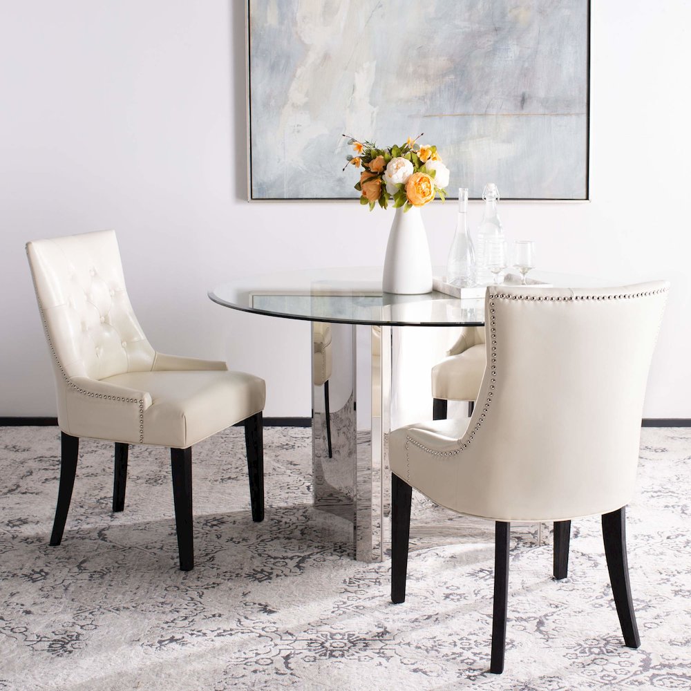ABBY 19''H TUFTED SIDE CHAIRS (SET OF 2) - SILVER NAIL HEADS, MCR4701B-SET2. Picture 4