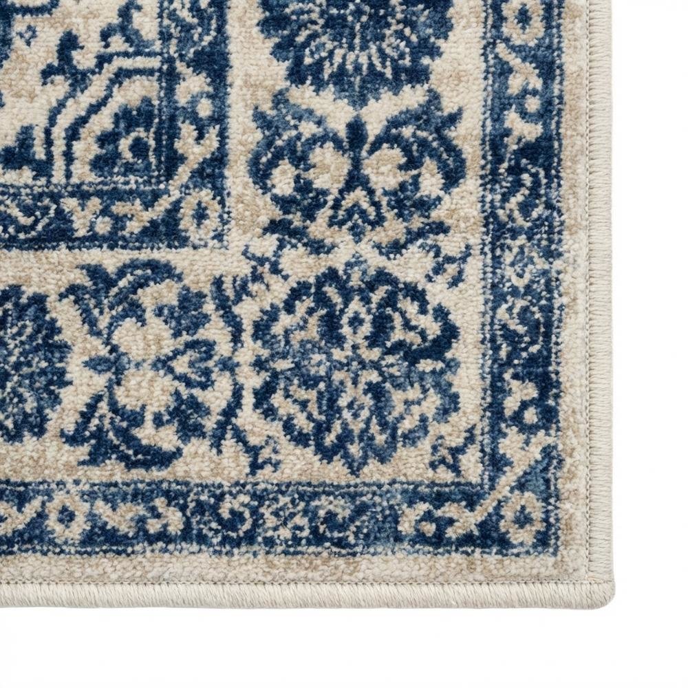 Navy and Light Grey Area Rug, Power Loomed Construction, Jute Backing, Rectangle. Picture 6
