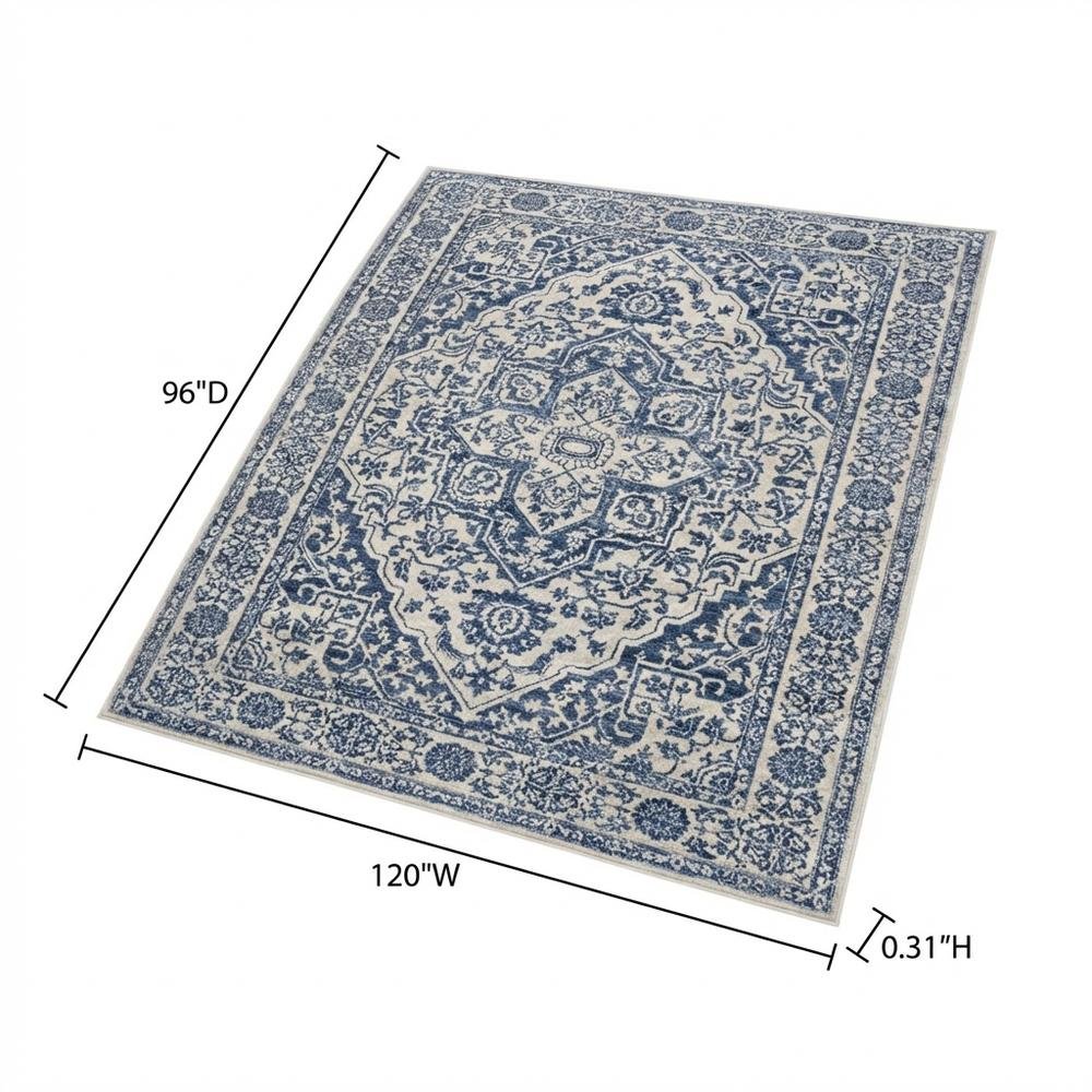 Navy and Light Grey Area Rug, Power Loomed Construction, Jute Backing, Rectangle. Picture 7