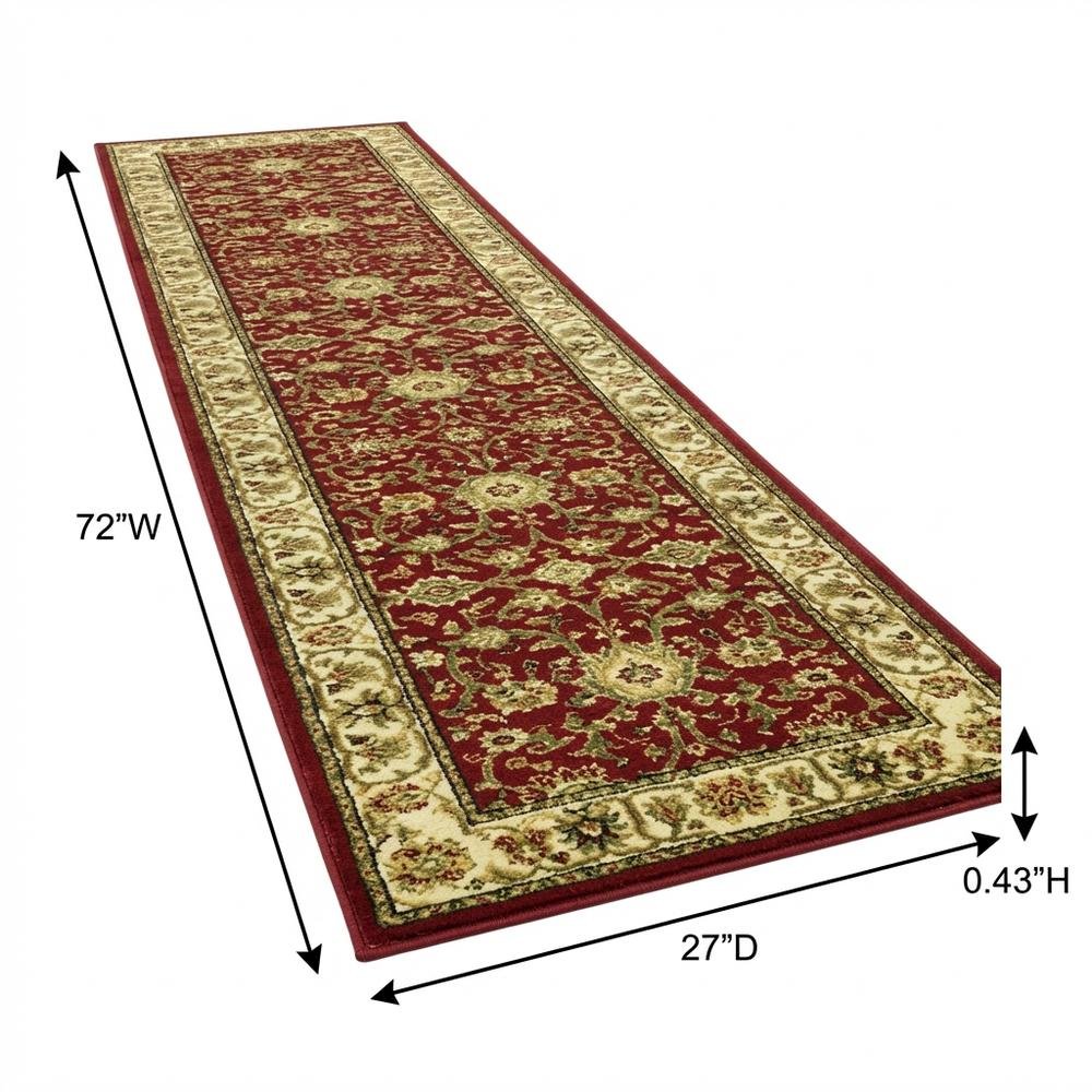 Red / Ivory Area Rug with Jute Backing & Power Loomed Construction, 2'-3" x 6'. Picture 7