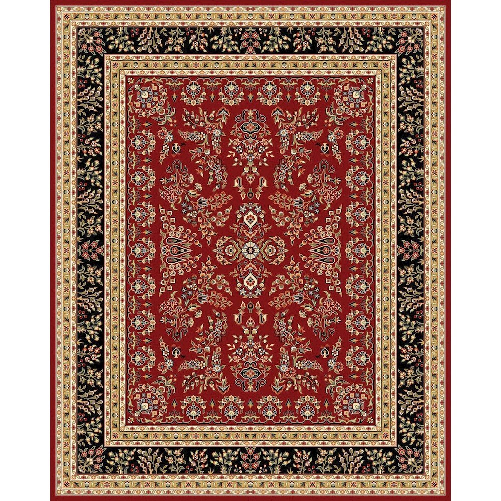 Red and Black Area Rug with Jute Backing and Power Loomed Construction. Picture 1