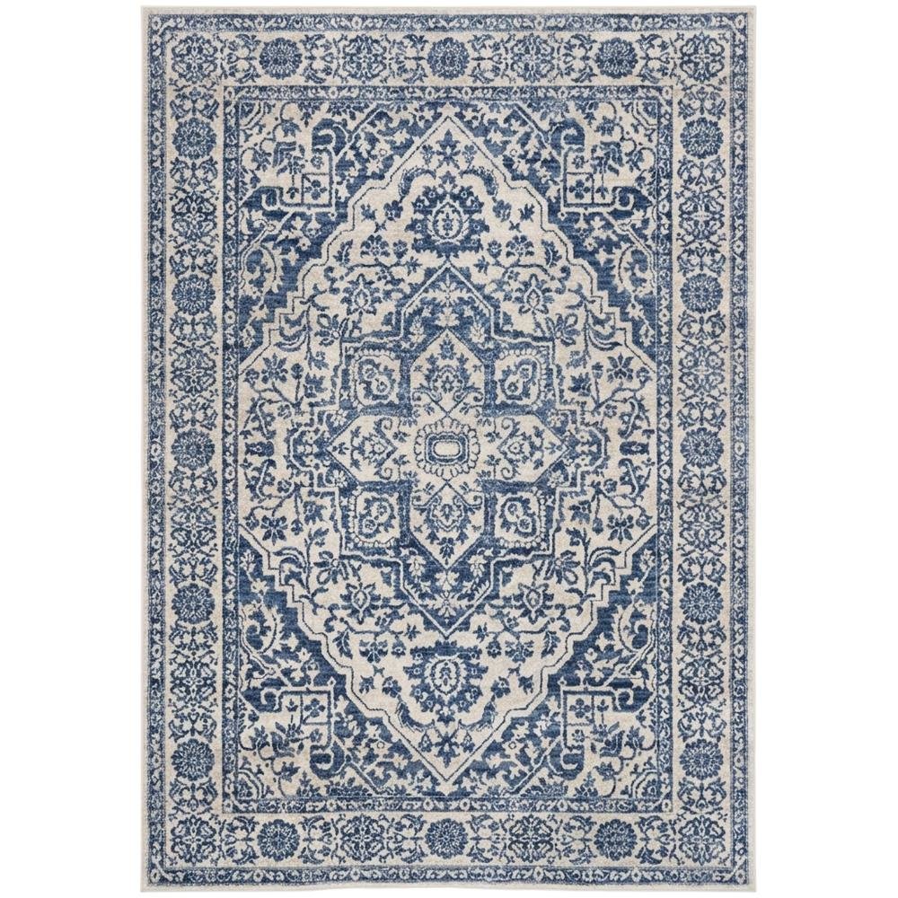Navy and Light Grey Area Rug with Jute Backing and Power Loomed Construction. Picture 4
