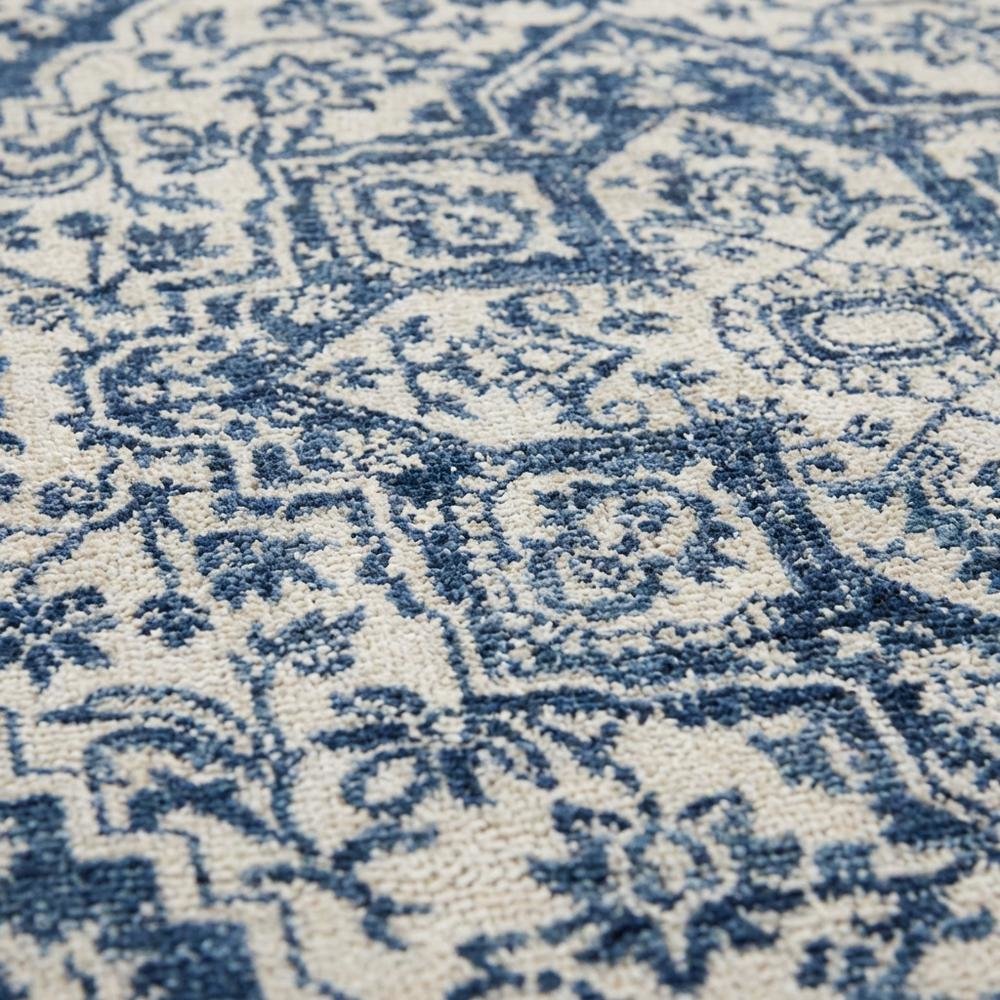 Navy and Light Grey Area Rug with Jute Backing and Power Loomed Construction. Picture 5