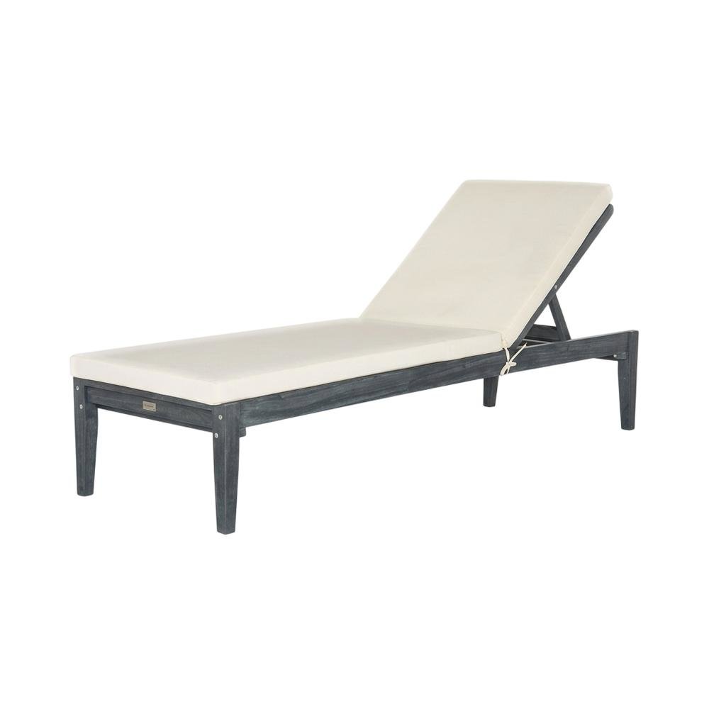 Gray Outdoor Sunlounger With Galvanized Steel Frame And Polyester Cushion. Picture 1